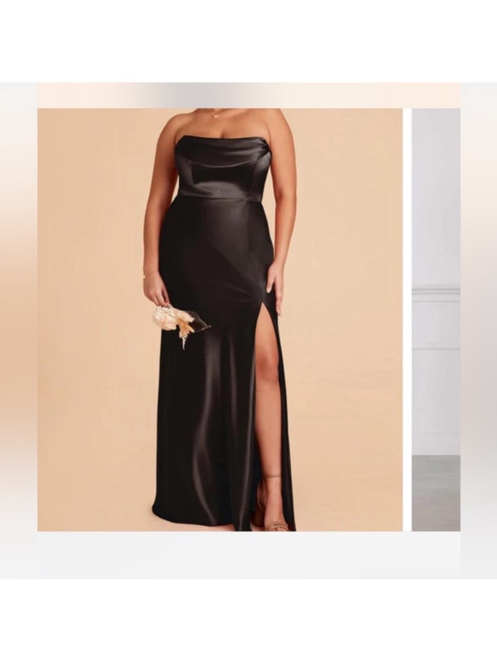 Birdy Grey Strapless Mia Black Satin Matte gown size M